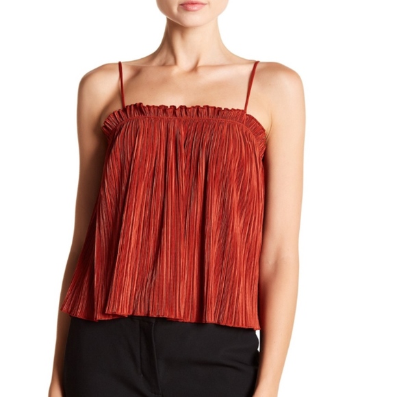 Madewell Tops - NWT Madewell Nicole Pleated Ruffle Tank Rust